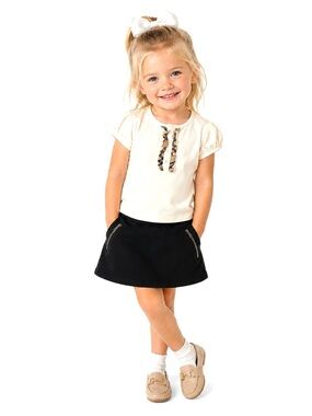 BURBERRY LONDON Matching Set Skirt and Nova Check Ruffle Short Sleeve Top